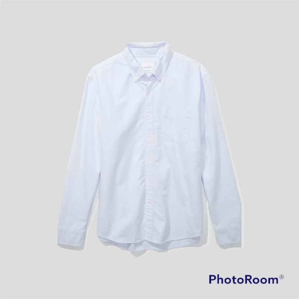 AE Distressed Oxford Button-Up Shirt - Large - Picture 1 of 2
